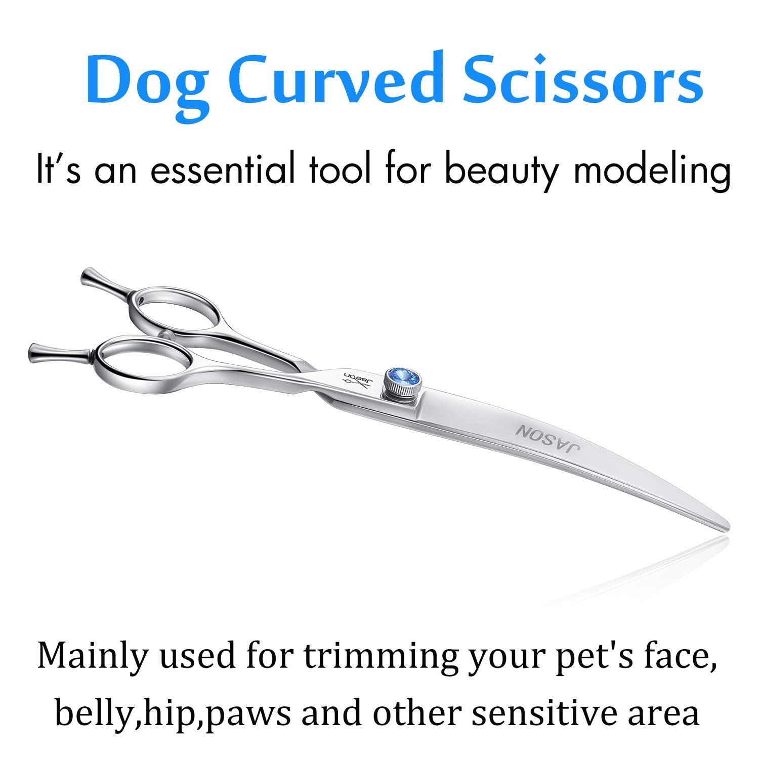 JASON curved grooming scissors in action during a typical pet grooming session