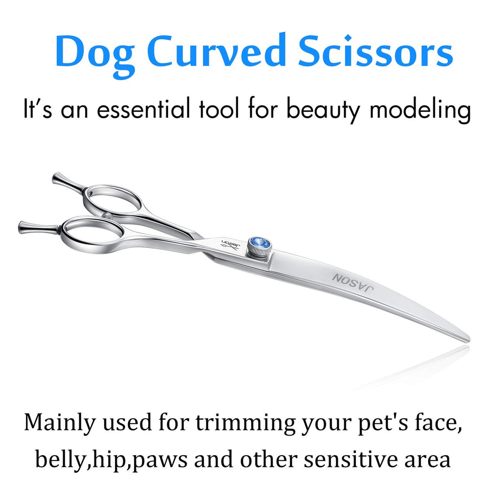 JASON curved grooming scissors in action during a typical pet grooming session