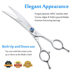 JASON curved grooming scissors shaping roundness on heads, feet, legs, and ribcages