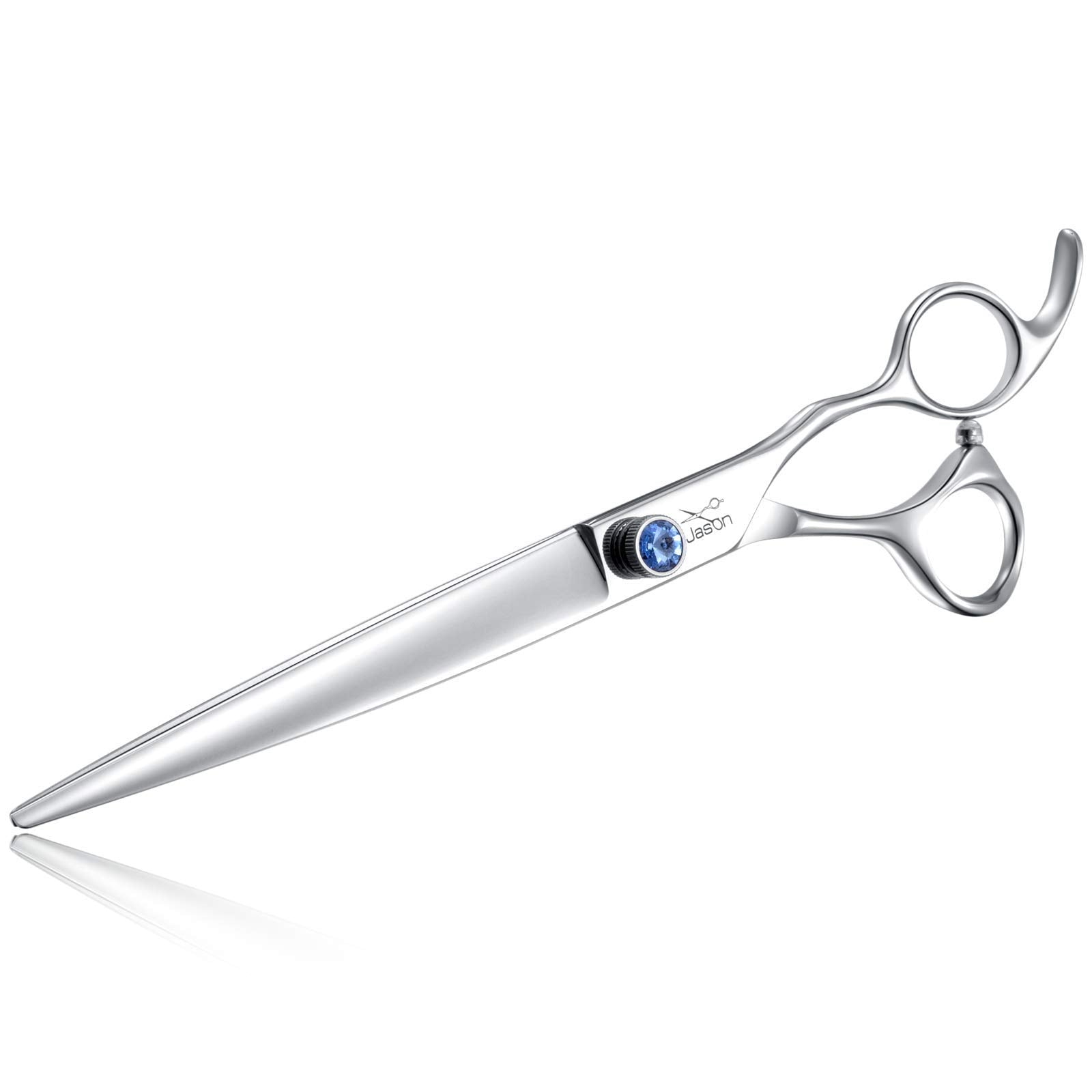 JASON 8-inch straight grooming scissors handle close-up for precise trimming