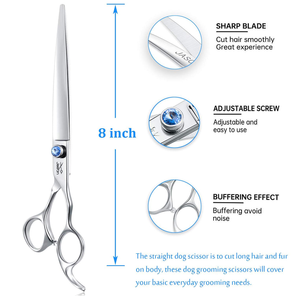 JASON convex-edge straight scissors blade close-up for clean snag-free cuts