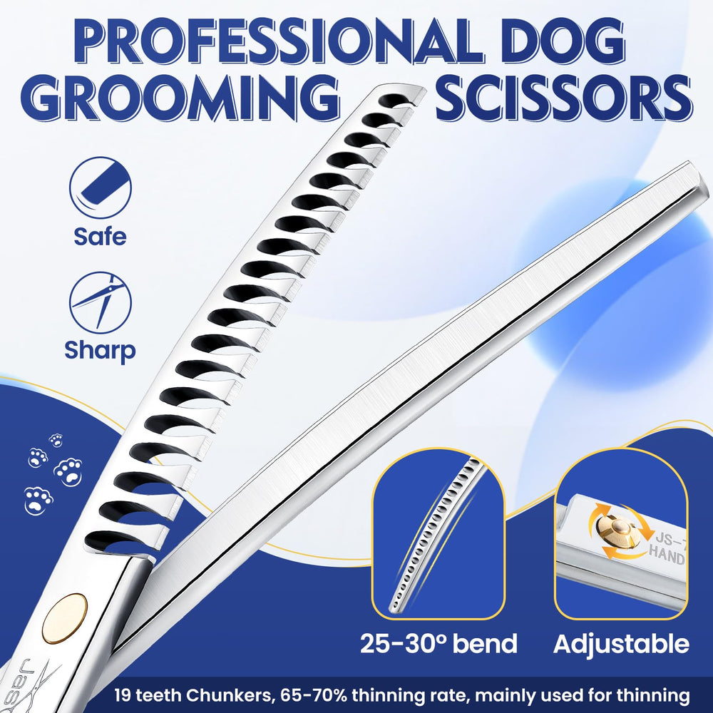 JASON curved chunker scissors ergonomic handle supports extended grooming sessions.