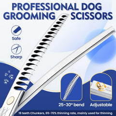 JASON curved chunker scissors ergonomic handle supports extended grooming sessions.