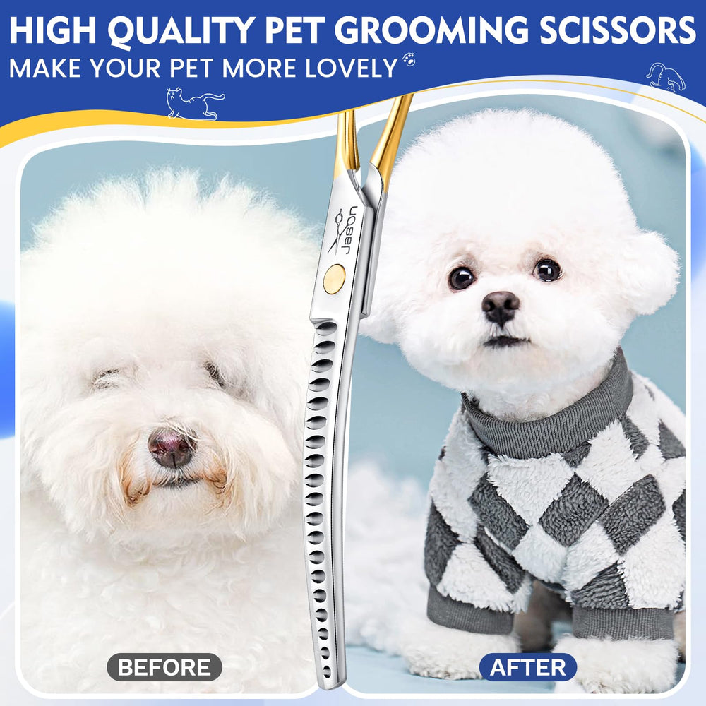 JASON curved chunker scissors pet grooming session-ready tool for consistent results.