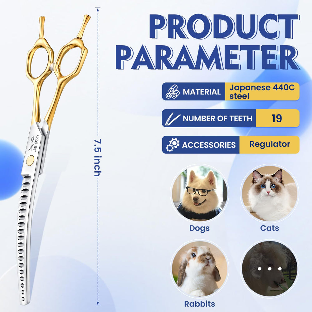 JASON curved chunker scissors symmetric handle for balanced control.