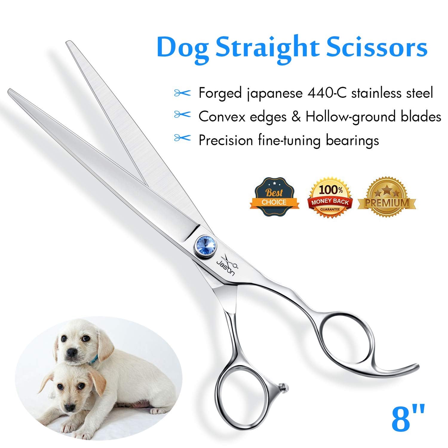 JASON offset-handle dog scissors grip for comfortable long grooming sessions