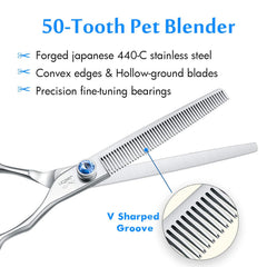 JASON offset-handle dog scissor ergonomic grip improves control during grooming