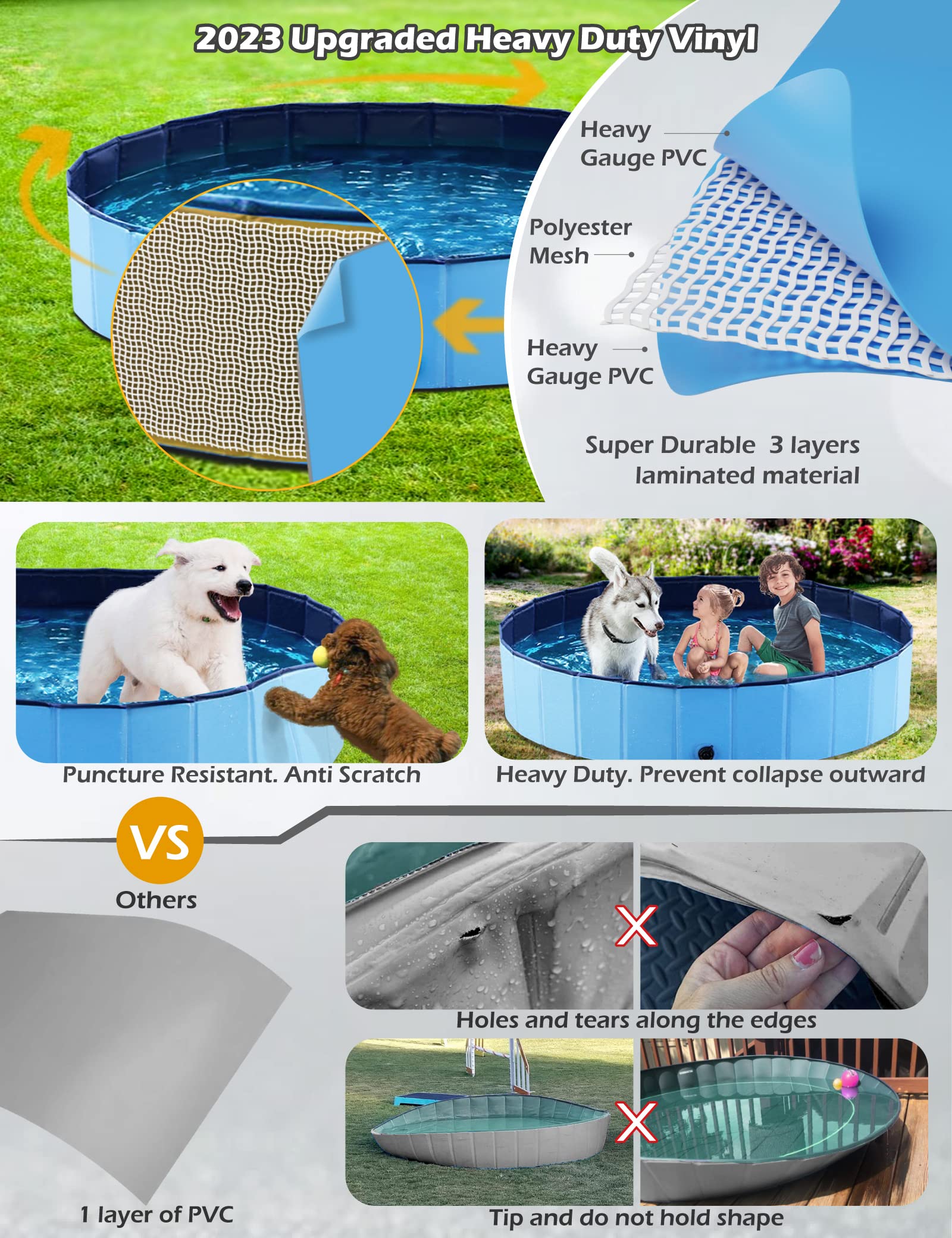 Jasonwell foldable dog pool bottom drain for quick water changes