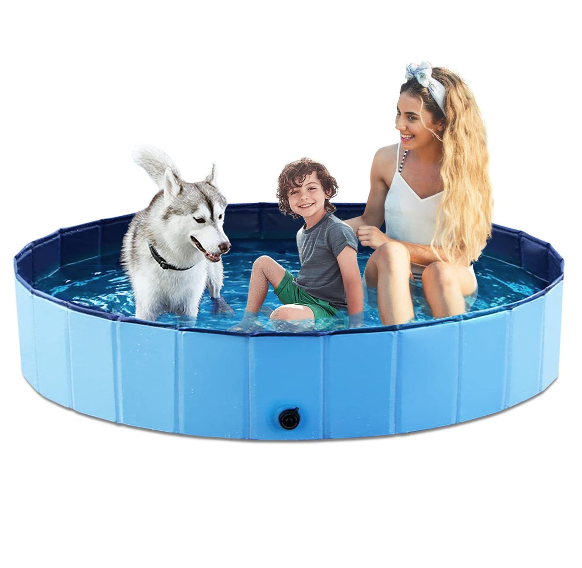 Jasonwell foldable dog pool side view for backyard fun with durable vinyl.