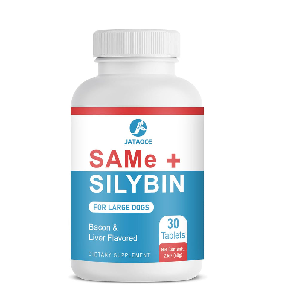 Jataoce Same + Silybin for Dogs bottle label, safety tested for pets.