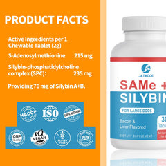 Jataoce Same + Silybin dog tablets closeup, convenient dosing for pets.