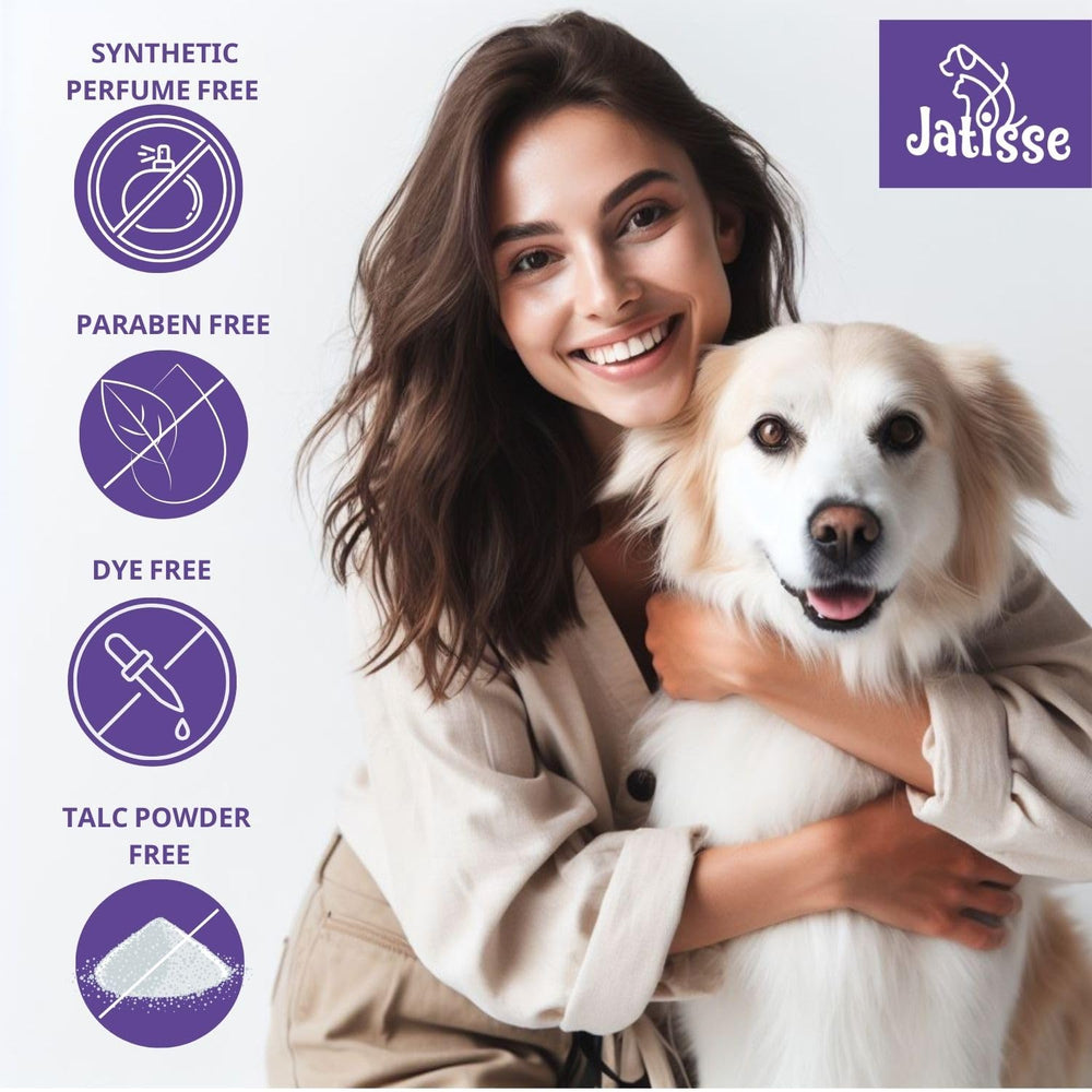 Jatisse dry shampoo powder being applied for quick detangle and fresh scent.