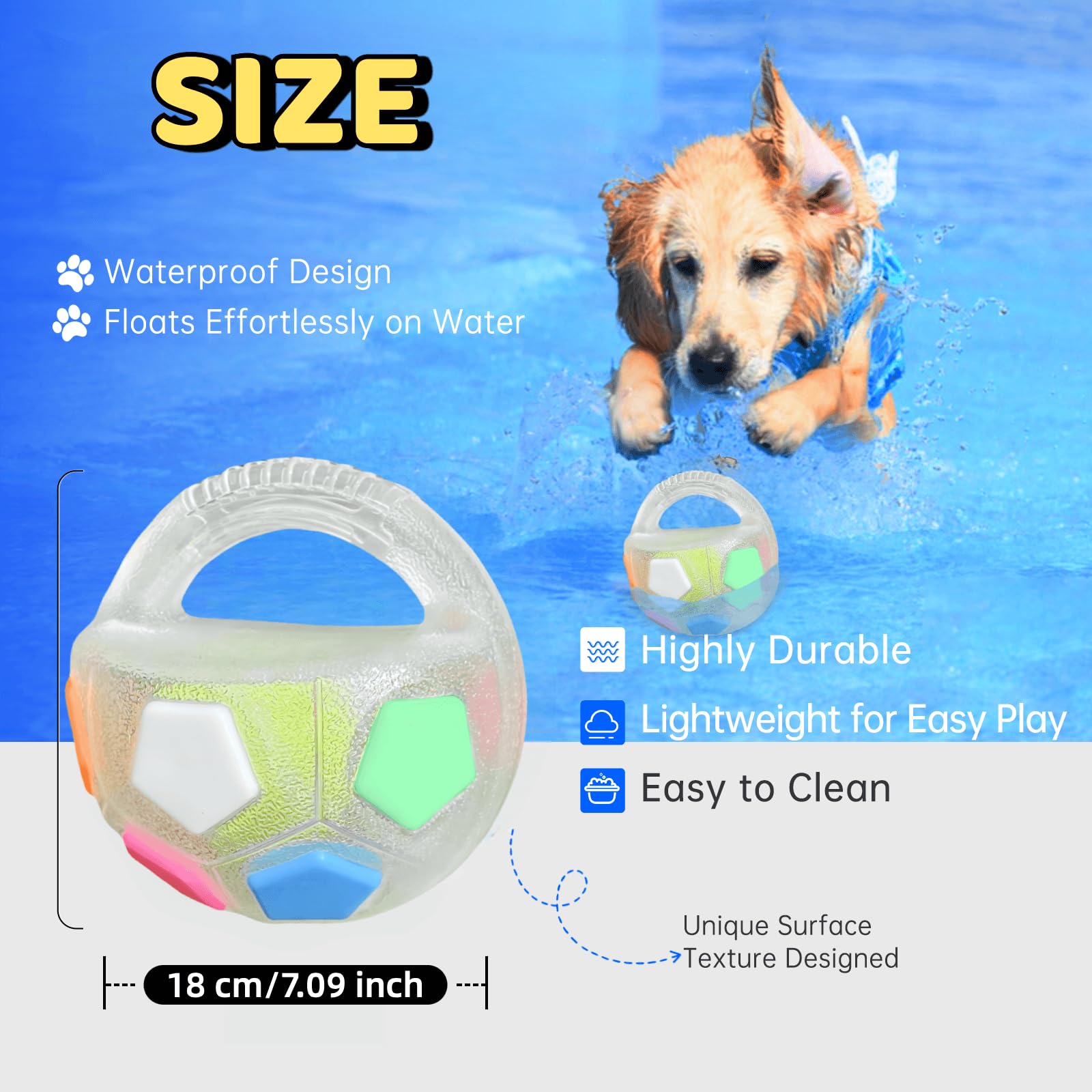 Jatmira Ball Toy built-in squeaker excites dogs during fetch sessions.
