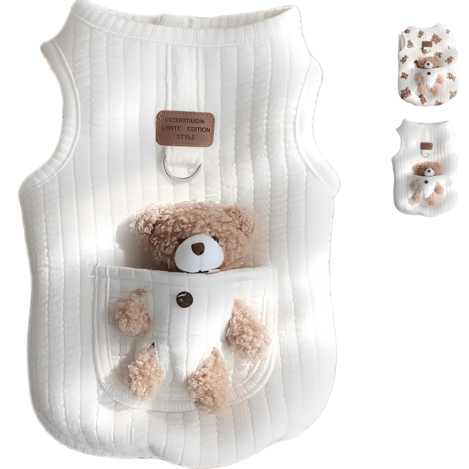 Jatmira plush bear-pattern puppy pullover front view, soft skin-friendly comfort for daily wear.