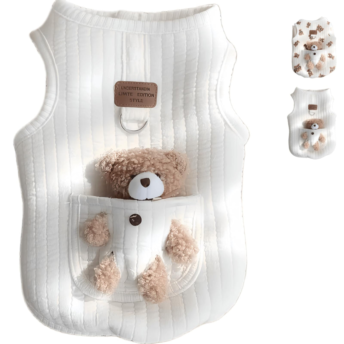 Jatmira plush bear-pattern puppy pullover front view, soft skin-friendly comfort for daily wear.