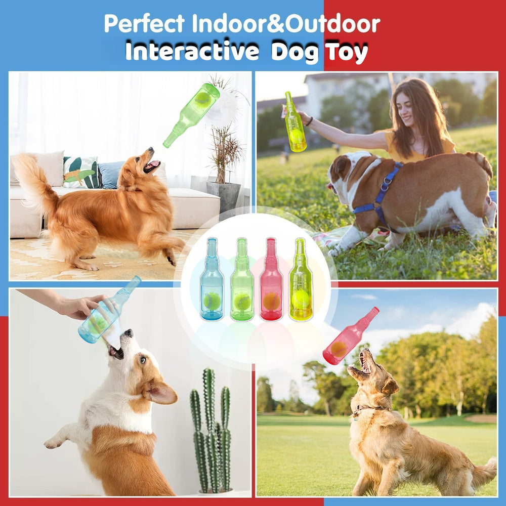 Jatmira dog toy tennis ball in bottle blue medium close-up squeaker promotes interactive play