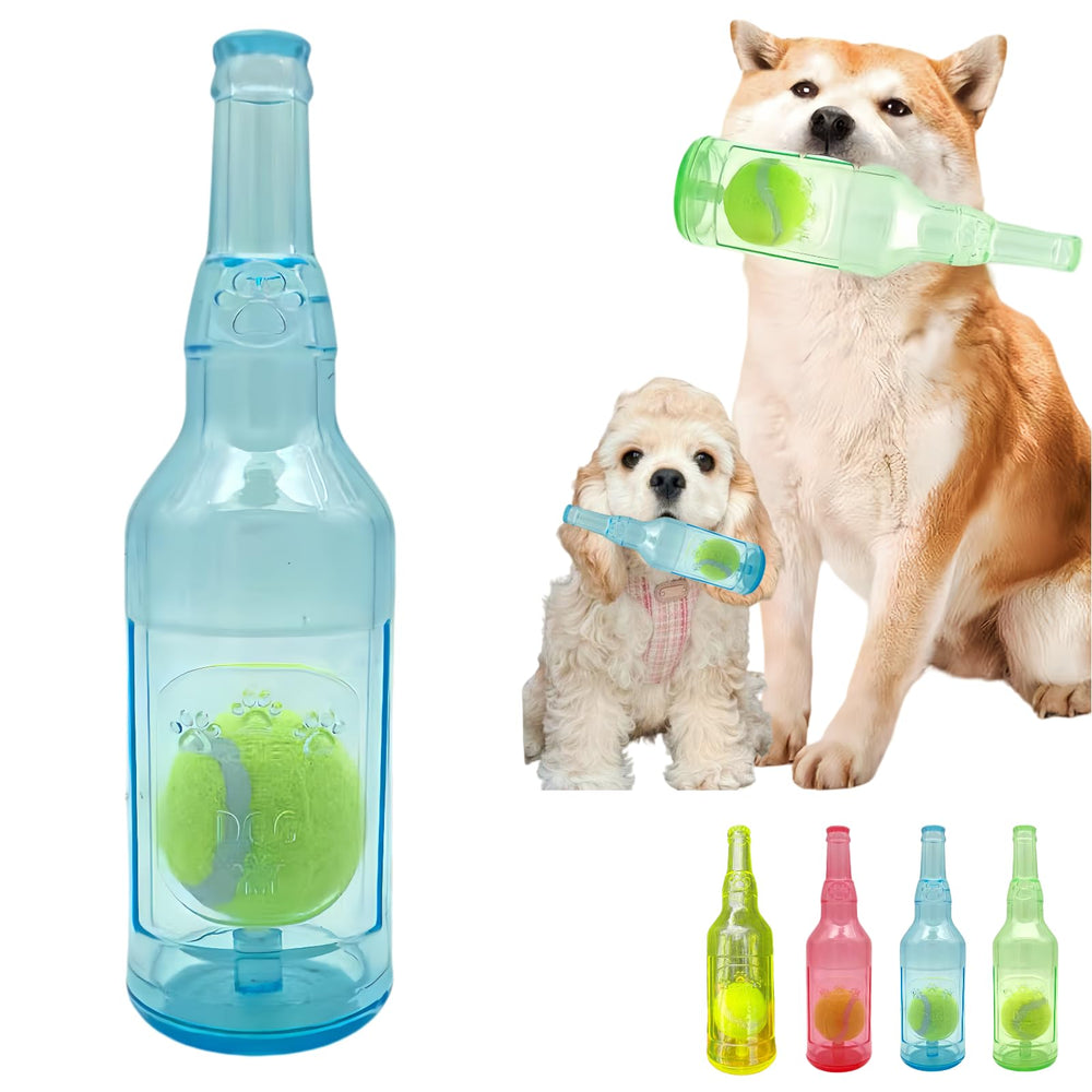 Jatmira dog toy tennis ball in bottle blue medium front view for durable fetch play