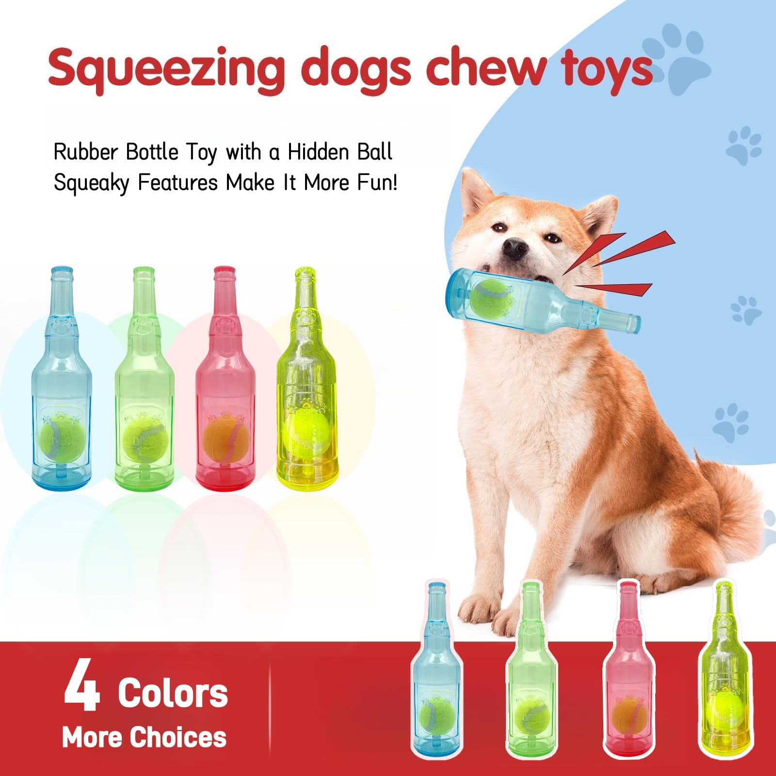 Jatmira dog toy tennis ball in bottle blue medium packaging display for easy shopping