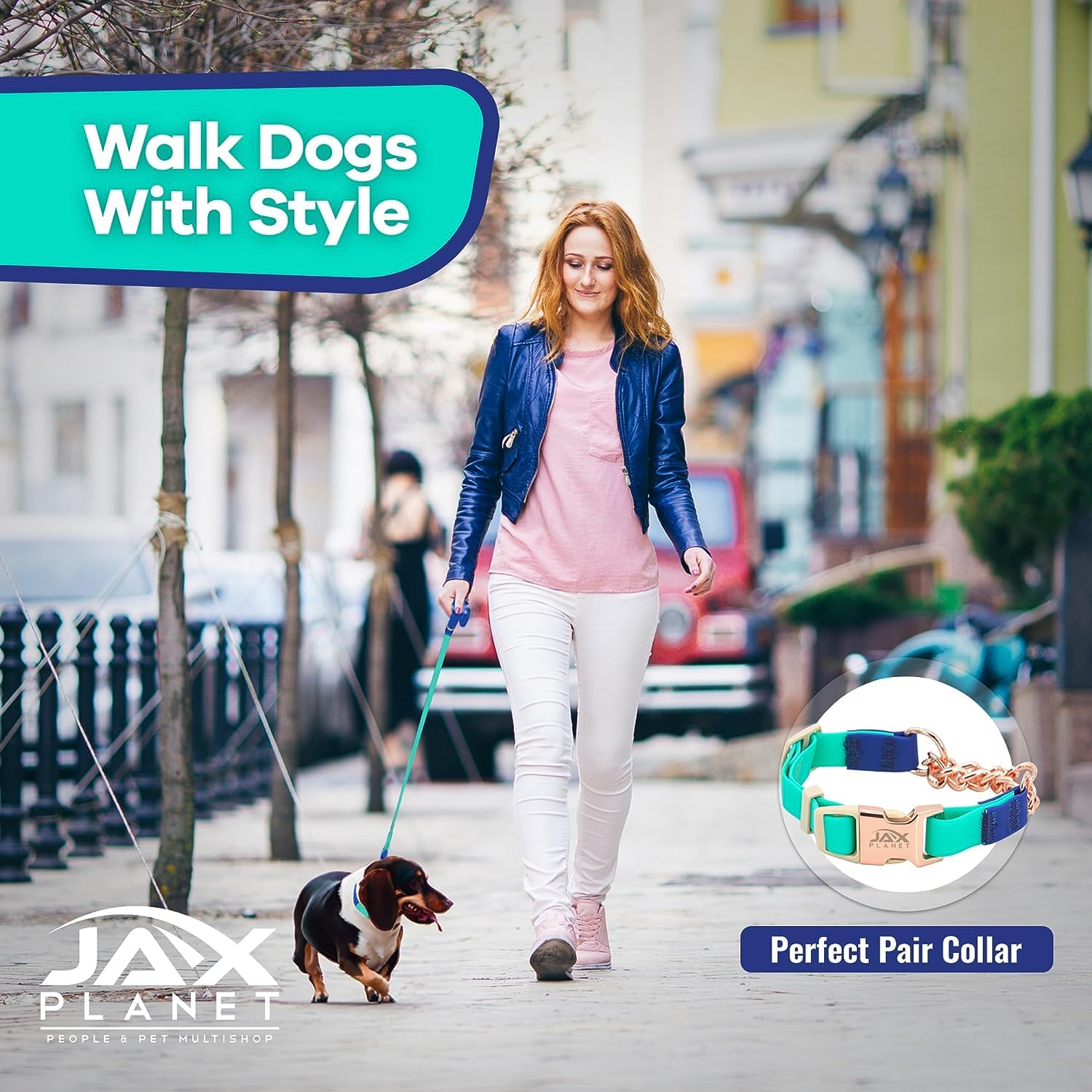 JAX PLANET durable nylon leash resists wear for active dogs during play.