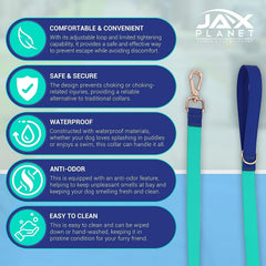 JAX PLANET waterproof dog leash grip highlights a non-slip handle for comfortable training.