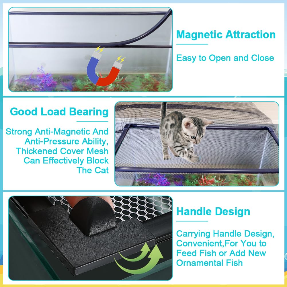 Jaxbo aquarium lid adjustable size demonstrated with max 35x19 inches.