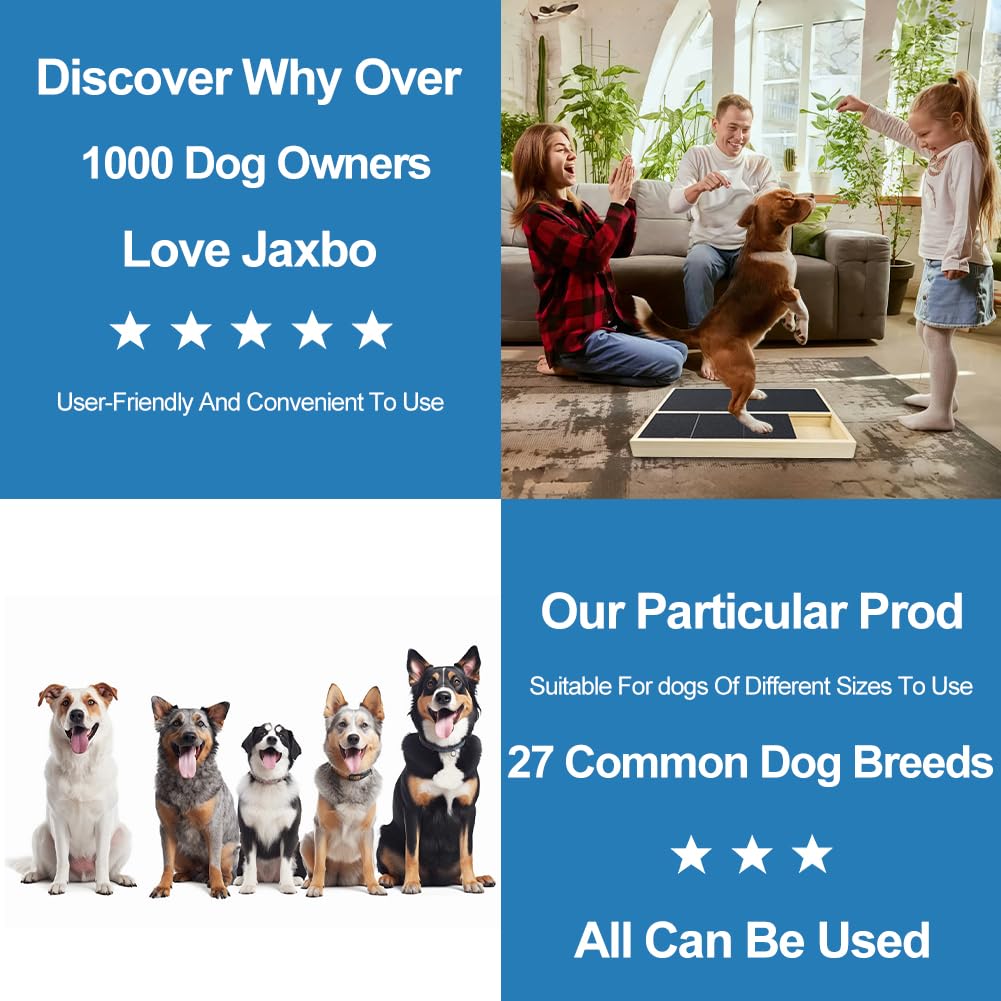 Jaxbo broad-size compatibility for Golden Retriever and Border Collie scenarios.