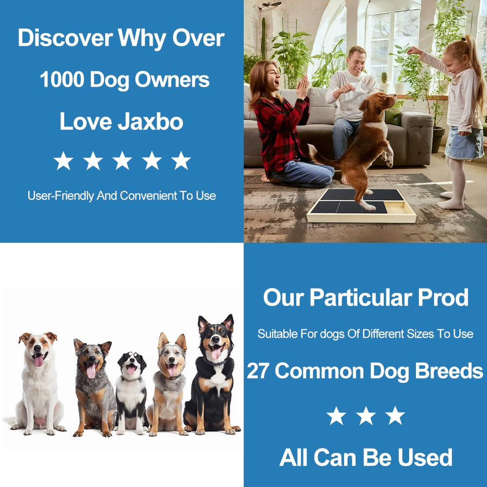 Jaxbo broad-size compatibility for Golden Retriever and Border Collie scenarios.