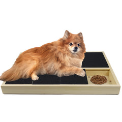 Jaxbo dog nail scratch pad with treat box promotes interactive nail care and rewards.