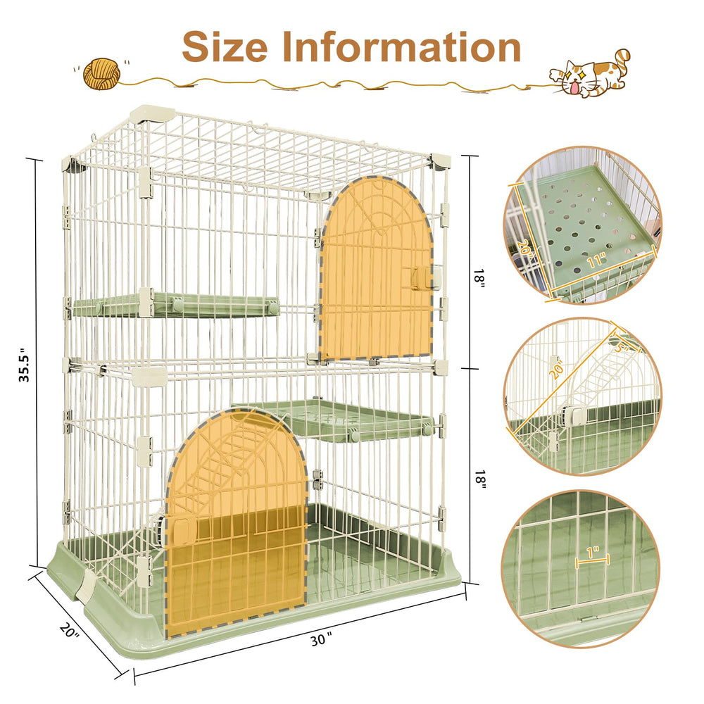 JaxSteam 2-Tier steel frame provides durable enclosure for active cats.