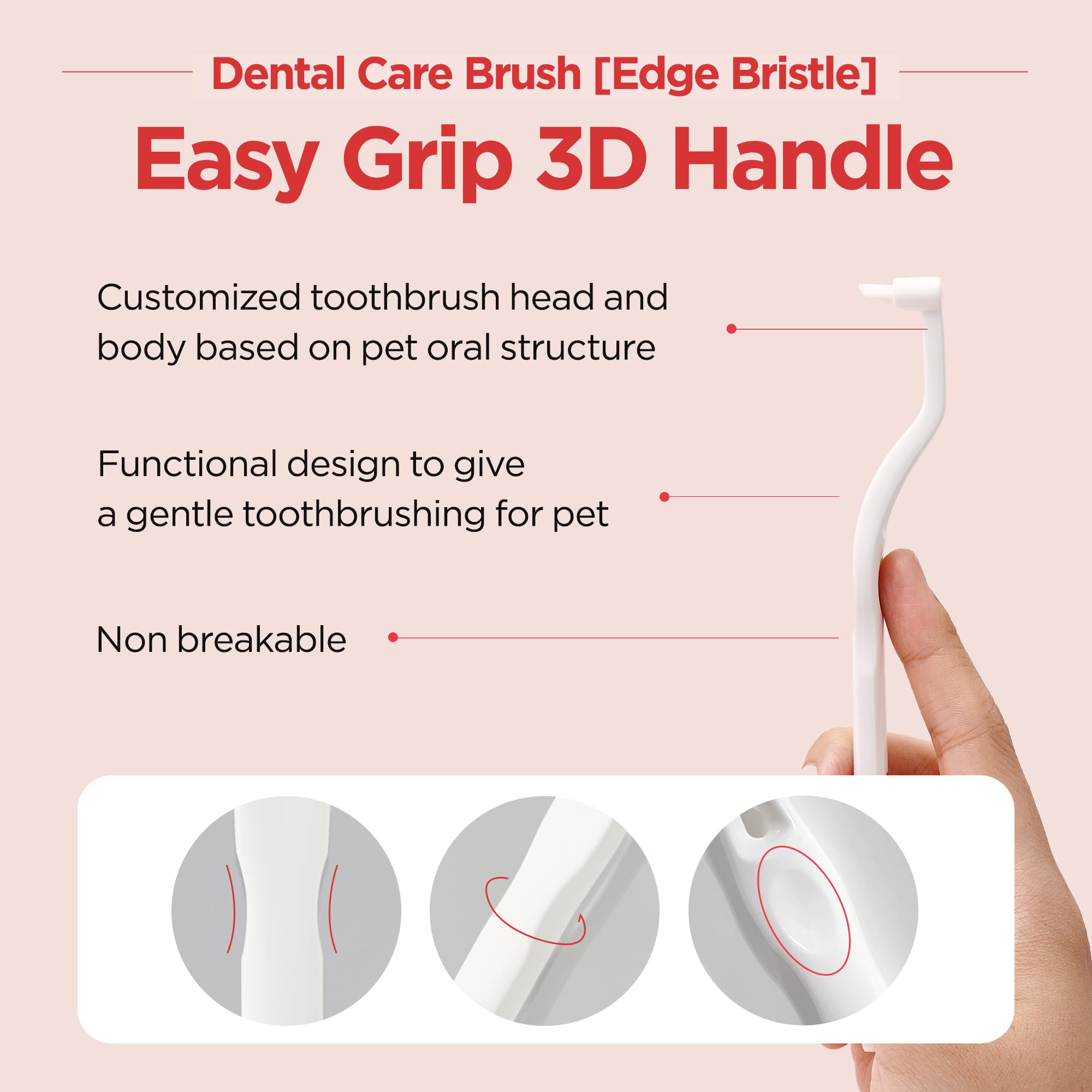 JAYU PET brush 3D grip supports pet's oral cleaning