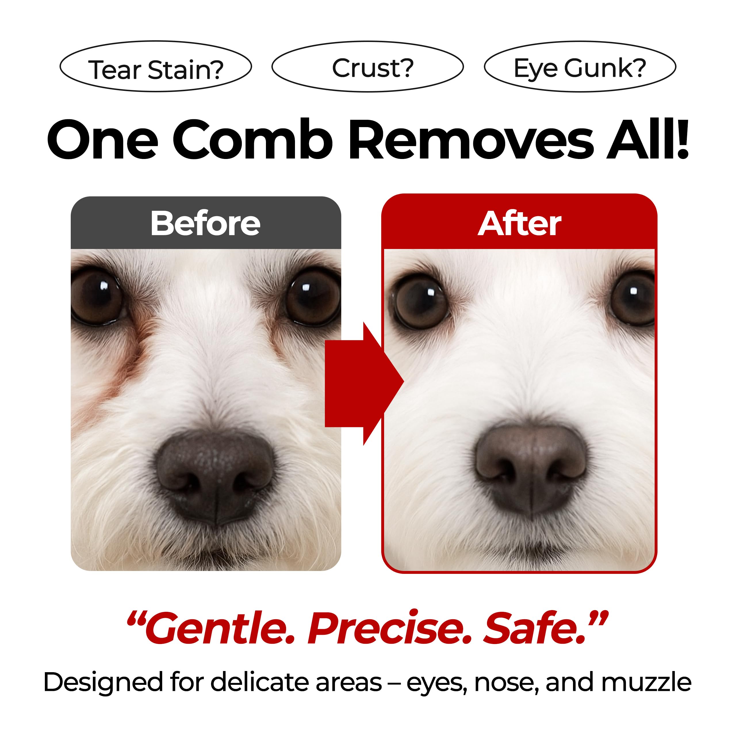 JAYU PET facial grooming comb ergonomic-handle offers comfortable grip and reduced hand fatigue