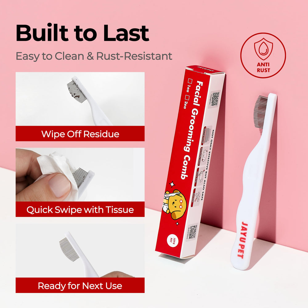 JAYU PET facial grooming comb tear-stain-removal supports gentle debris removal around eyes