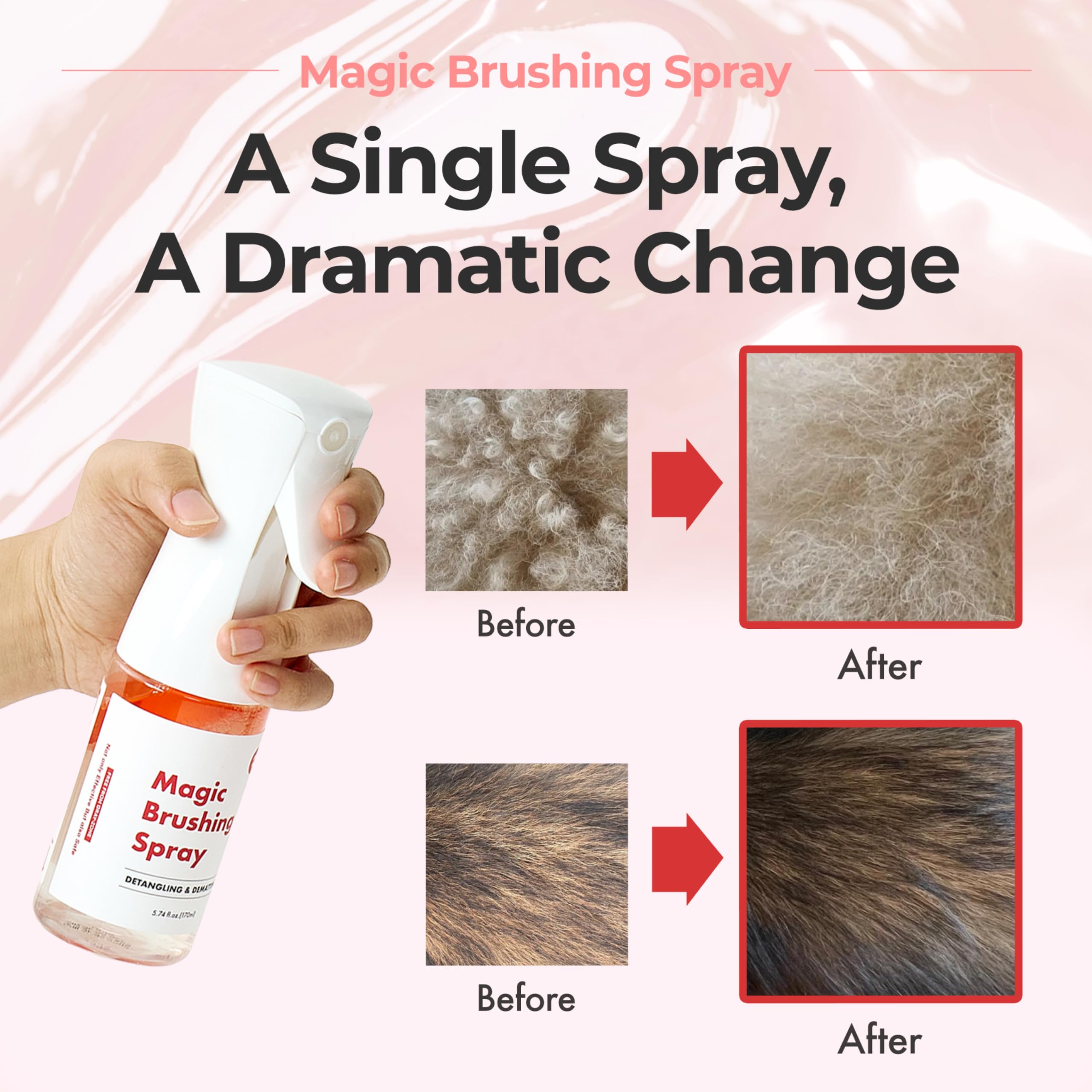 JAYU PET Magic Brushing Spray detangles matted fur with nourishing oil