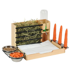 JAZUIHA rabbit hay feeder wooden structure for durability and safe hay storage.