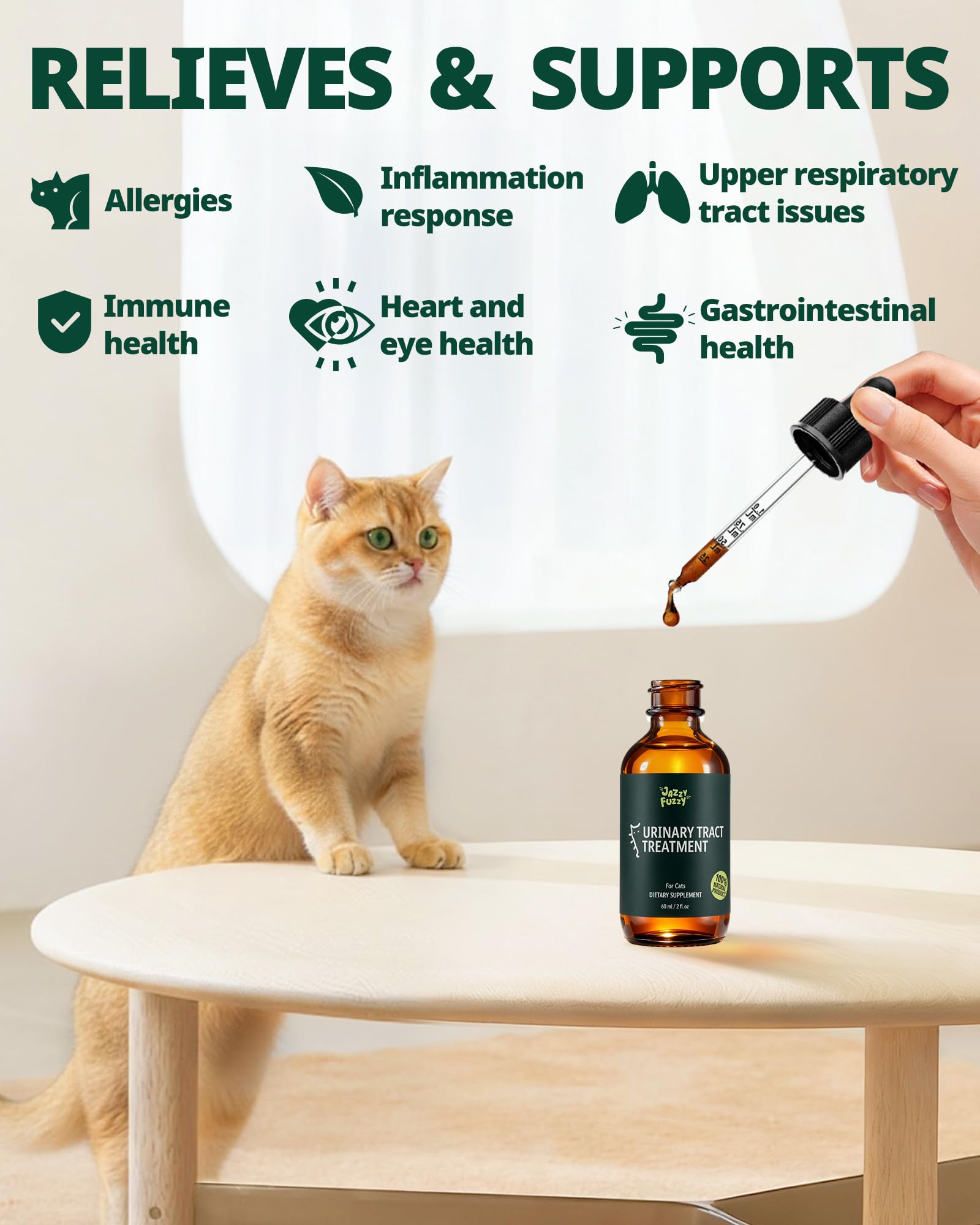 Jazzy Fuzzy Antibiotic Cat dosing-dropper enables stress-free administration.