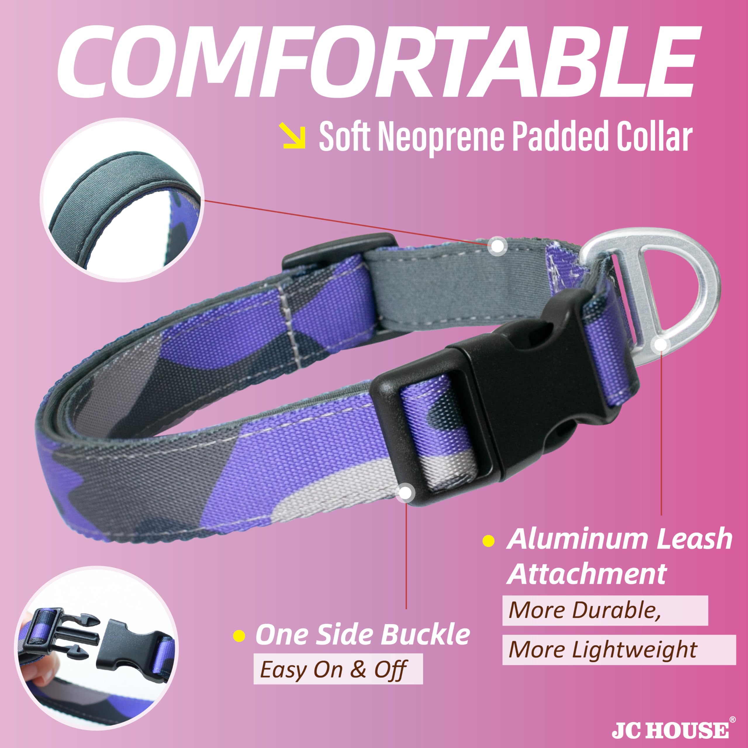 JC HOUSE collar with 3M reflective logo enhances night visibility