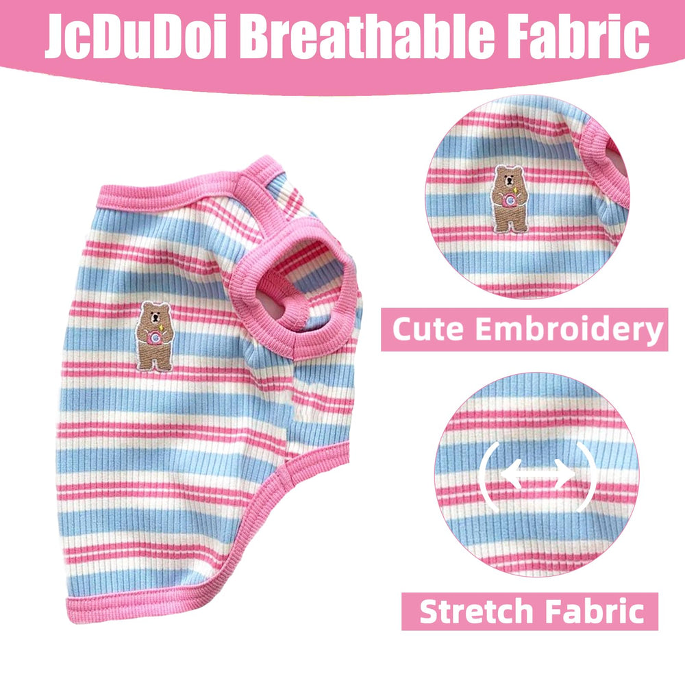 JcDuDoi stretchy stripe puppy vest closeup emphasizes freedom of movement