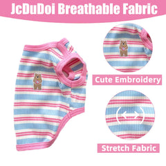JcDuDoi stretchy stripe puppy vest closeup emphasizes freedom of movement