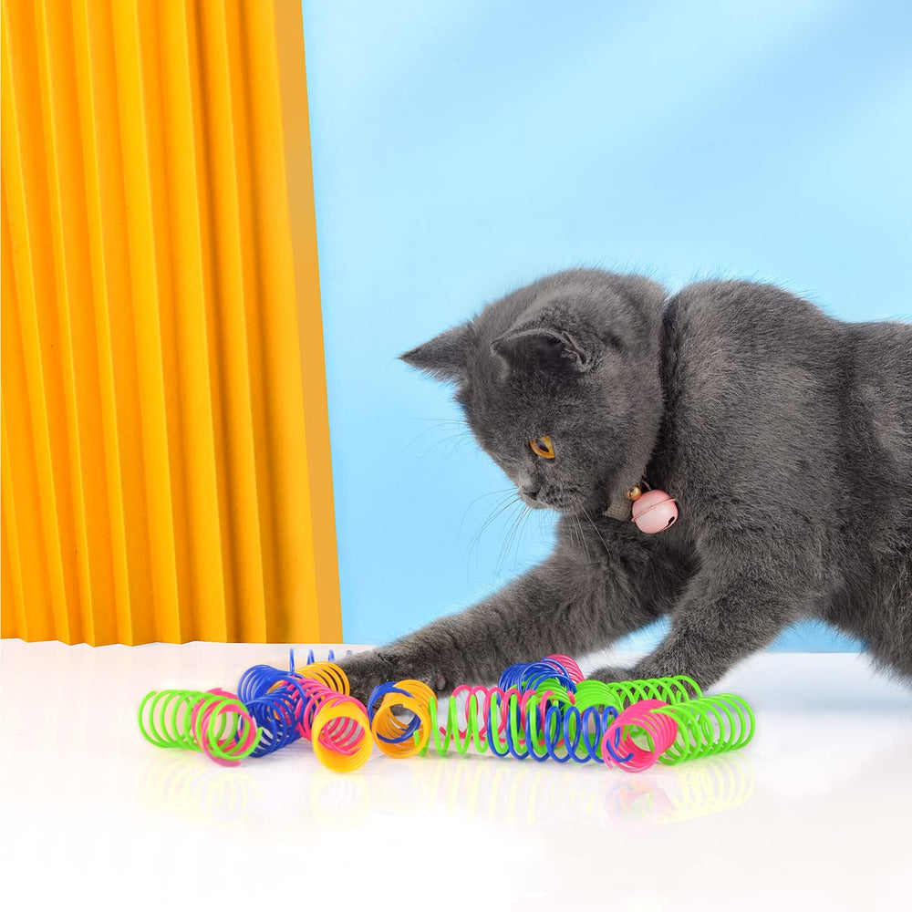 JCSHIMO cat spring toy closeup, shows smooth surface and flexible design.