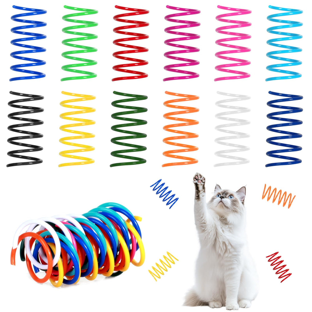 JCSHIMO cat spring toys 60-pack colorful display supports engaging indoor play sessions.