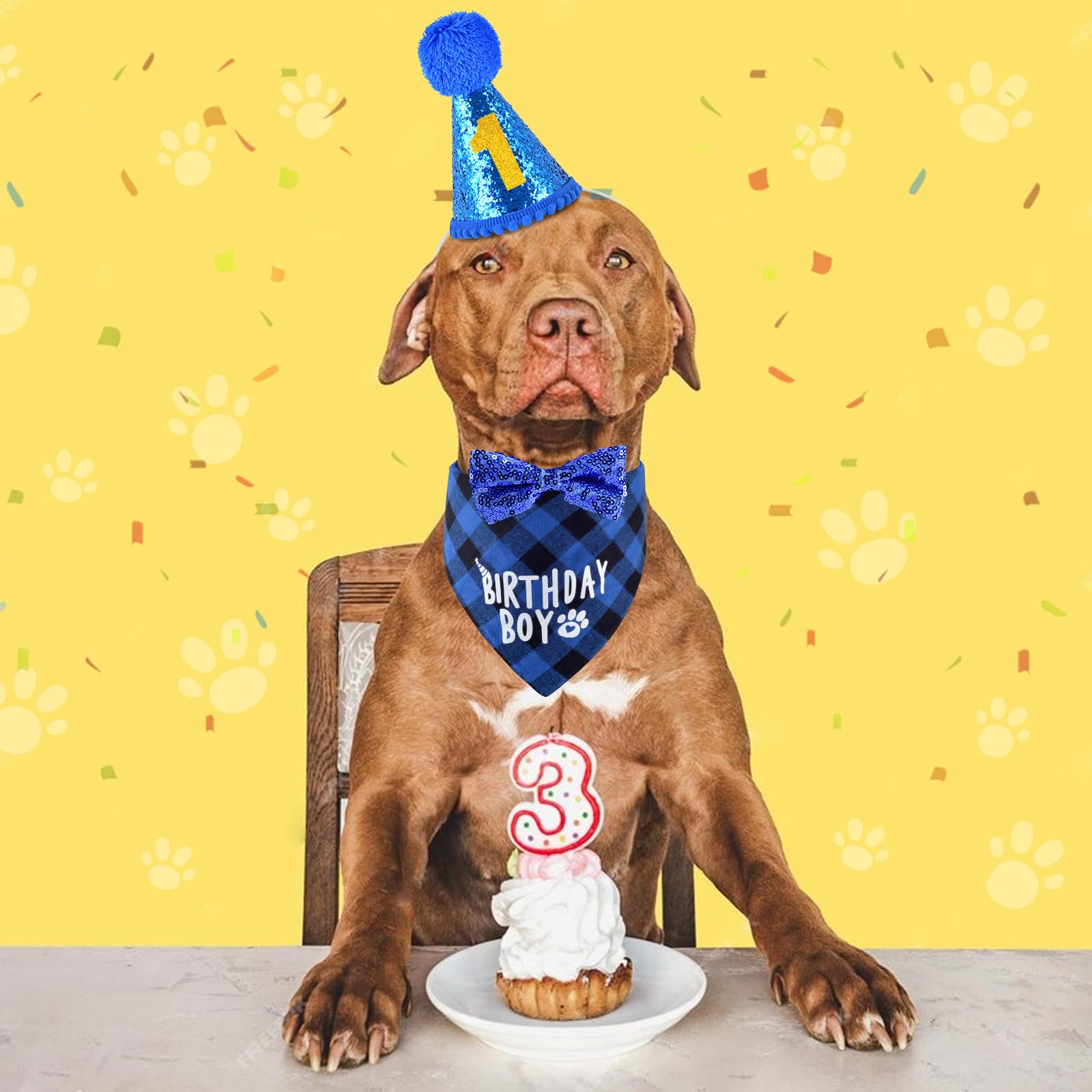 JCSHIMO adjustable dog birthday bowtie adapts to many neck sizes.