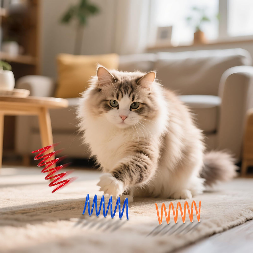JCSHIMO indoor-cat-play-interaction photo shows tossing and chasing for enrichment.