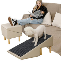 JDYEKYGF dog ramp 2-in-1 split ottoman enables safer couch access for dogs
