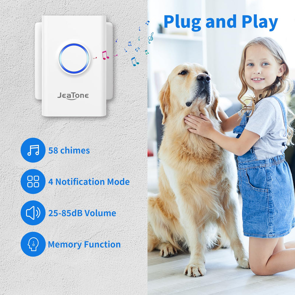 JeaTone transmitter mounted with Velcro for easy wall or door placement.