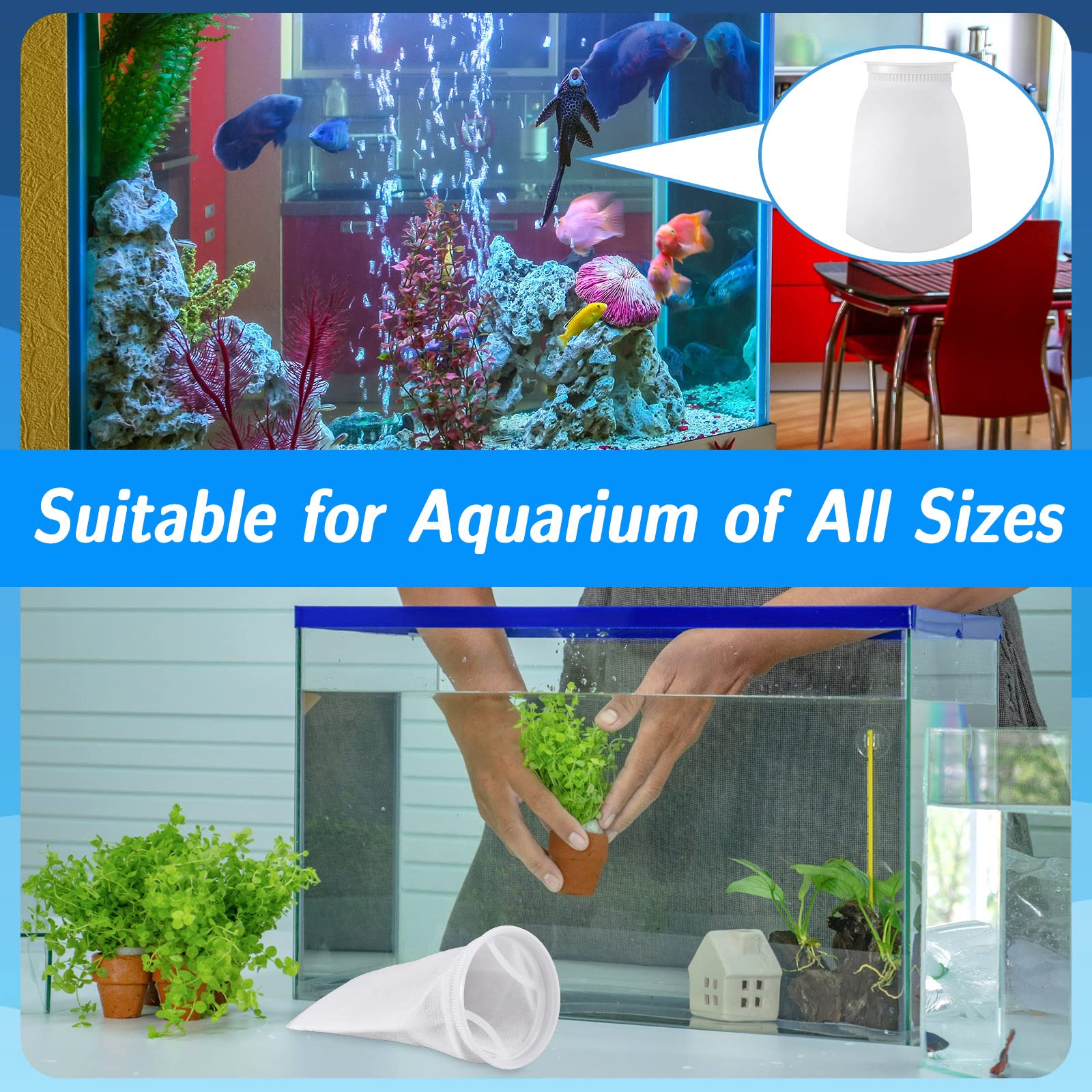 Jecery 8-pack filter socks improve tank water quality and reduce substrate wear