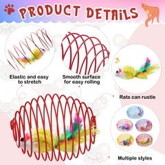 Jecery cat spring ball closeup-mouse image emphasizes safety materials for durable kitten amusement