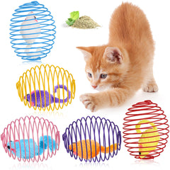 Jecery cat spring ball rolling in action to spark energetic play.