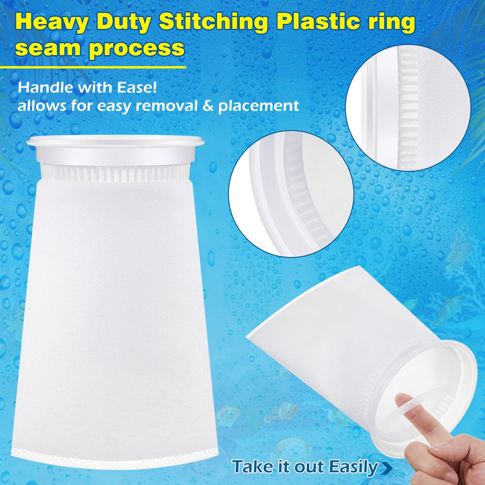 Jecery filter sock debris trap keeps tank cleaner by catching sand and dust.