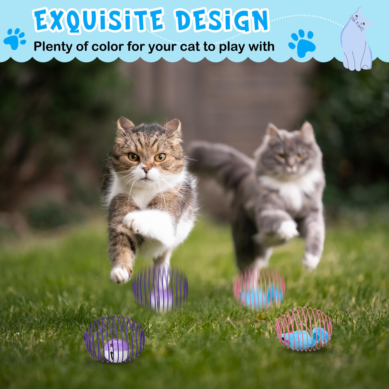 Jecery Halloween Cat Spring Balls bright multicolor pack attracts attention for interactive playtime