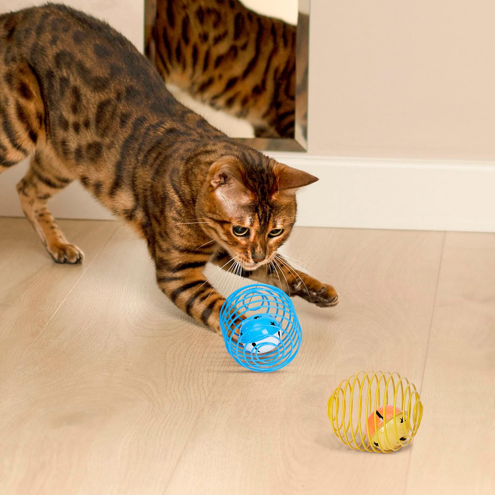 Jecery plastic and steel spring toy closeup shows durable, safe construction.